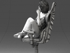 000141 Woman Sitting on Gaming Chair 0626 3D Model