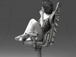000141 Woman Sitting on Gaming Chair 0626 3D Model