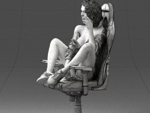 000141 Woman Sitting on Gaming Chair 0626 3D Model