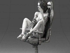 000141 Woman Sitting on Gaming Chair 0626 3D Model