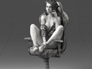 000141 Woman Sitting on Gaming Chair 0626 3D Model