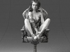 000141 Woman Sitting on Gaming Chair 0626 3D Model