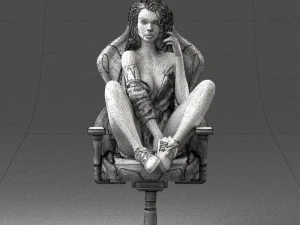 000141 Woman Sitting on Gaming Chair 0626 3D Model