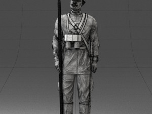 000104 Soviet Soldier Historical Character 0116 3D Model