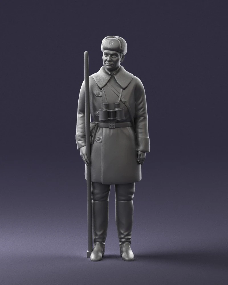 000108 Soviet Guard Soldier in Winter Uniform 0116 3D Model .c4d .max .obj .3ds .fbx .stl .blend
