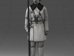 000108 Soviet Guard Soldier in Winter Uniform 0116 3D Model