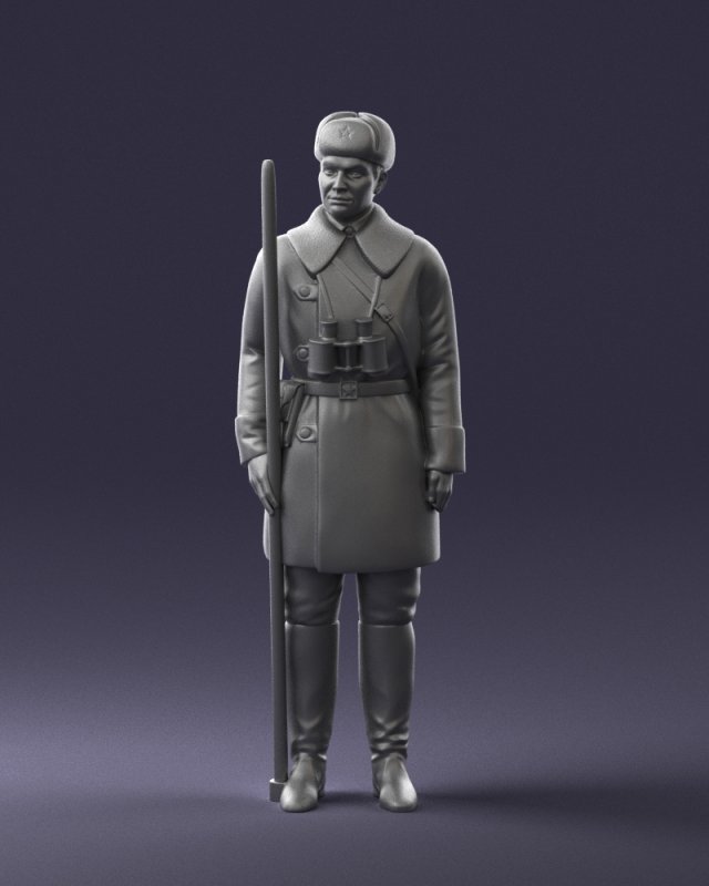 000108 Soviet Guard Soldier in Winter Uniform 0116 3dp 3D 打印模型 .c4d .max .obj .3ds .fbx .stl .blend 