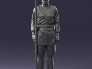 000109 Soviet Guard Soldier with Helmet and Medals 0116 3D Model