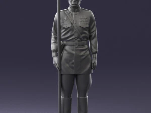000109 Soviet Guard Soldier with Helmet and Medals 0116 3D Model