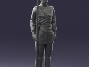 000109 Soviet Guard Soldier with Helmet and Medals 0116 3D Model