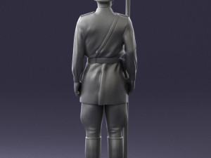 000109 Soviet Guard Soldier with Helmet and Medals 0116 3D Model