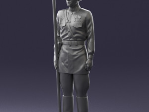 000109 Soviet Guard Soldier with Helmet and Medals 0116 3D Model