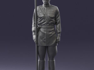 000109 Soviet Guard Soldier with Helmet and Medals 0116 3D Model