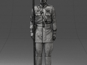000109 Soviet Guard Soldier with Helmet and Medals 0116 3D Model