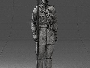 000109 Soviet Guard Soldier with Helmet and Medals 0116 3D Model