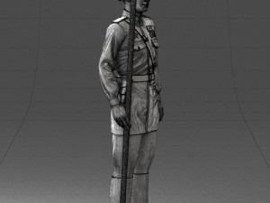 000109 Soviet Guard Soldier with Helmet and Medals 0116 3D Model