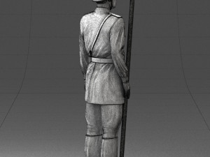 000109 Soviet Guard Soldier with Helmet and Medals 0116 3D Model