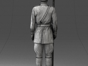 000109 Soviet Guard Soldier with Helmet and Medals 0116 3D Model