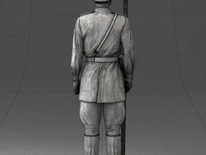 000109 Soviet Guard Soldier with Helmet and Medals 0116 3D Model