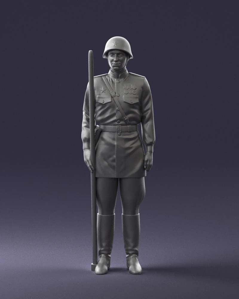 000109 Soviet Guard Soldier with Helmet and Medals 0116 3dp 3D Print Model .c4d .max .obj .3ds .fbx .stl .blend 