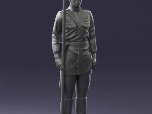 000109 Soviet Guard Soldier with Helmet and Medals 0116 3dp 3D Print Model
