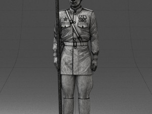 000109 Soviet Guard Soldier with Helmet and Medals 0116 3dp 3Dプリントモデル