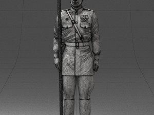 000109 Soviet Guard Soldier with Helmet and Medals 0116 3dp 3Dプリントモデル