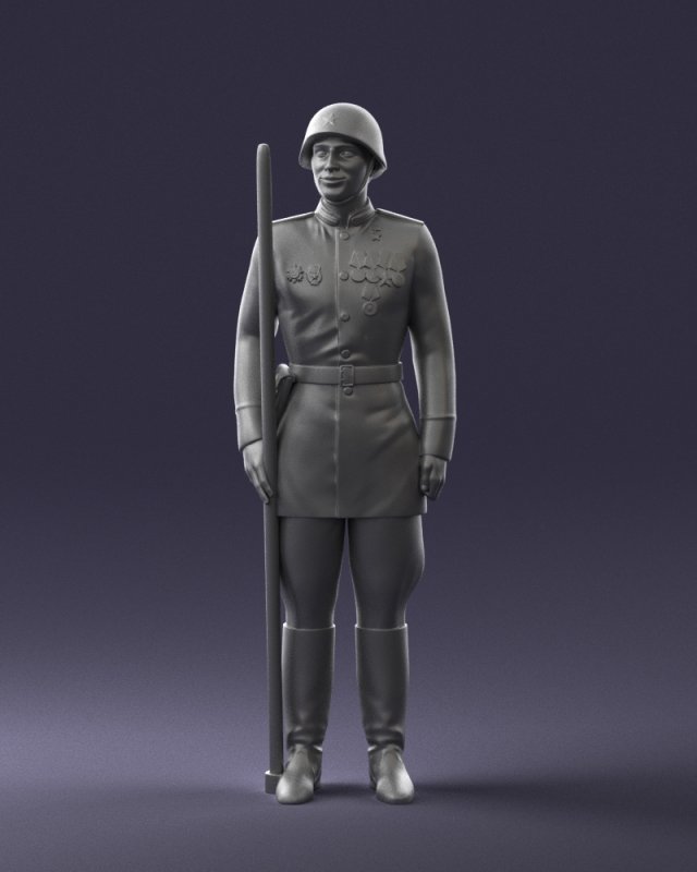 000110 Smiling Soviet Heroic Soldier in Parade Stance 0116 Model 3D .c4d .max .obj .3ds .fbx .stl .blend