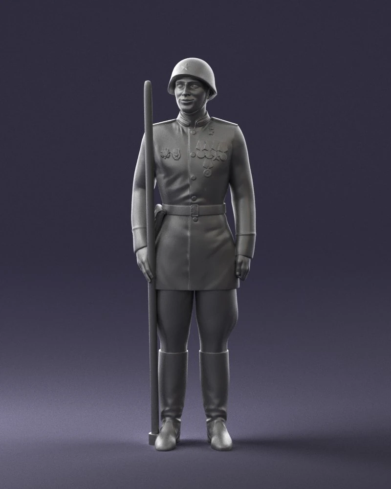 000110 Smiling Soviet Heroic Soldier in Parade Stance 0116 3D Model .c4d .max .obj .3ds .fbx .stl .blend