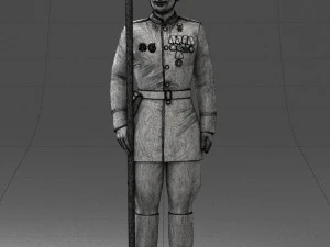 000110 Smiling Soviet Heroic Soldier in Parade Stance 0116 3D Model