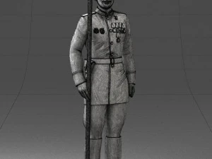 000110 Smiling Soviet Heroic Soldier in Parade Stance 0116 3D Model