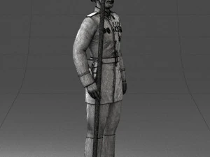 000110 Smiling Soviet Heroic Soldier in Parade Stance 0116 3D Model