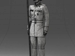 000110 Smiling Soviet Heroic Soldier in Parade Stance 0116 3D Model