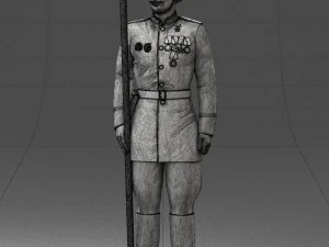 000110 Smiling Soviet Heroic Soldier in Parade Stance 0116 3D Model