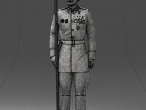 000110 Smiling Soviet Heroic Soldier in Parade Stance 0116 Model 3D