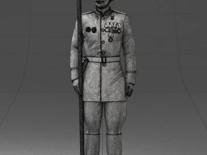 000110 Smiling Soviet Heroic Soldier in Parade Stance 0116 3D Model