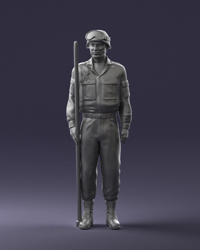 000114 Soviet Tank Crewman with Goggles 0116 3D Model .c4d .max .obj .3ds .fbx .stl .blend