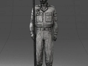 000114 Soviet Tank Crewman with Goggles 0116 3D Model