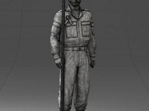 000114 Soviet Tank Crewman with Goggles 0116 3D Model