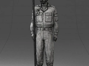 000114 Soviet Tank Crewman with Goggles 0116 3D Model