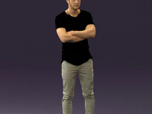 homem de camisa preta e cal&ccedil;a branca 0533 Modelo 3D