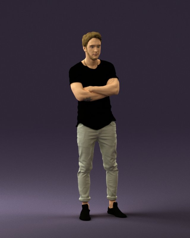 man in black shirt white pants 0533 3d print ready 3D 프린트 모델 .c4d .max .obj .3ds .fbx .stl .blend 