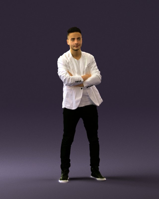 man in white jacket black pants converse 0532 3D 模型 .c4d .max .obj .3ds .fbx .stl .blend 