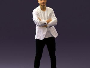 man in white jacket black pants converse 0532 Modello 3D