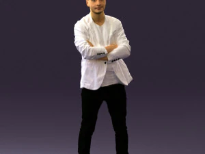 hombre con chaqueta blanca pantal&oacute;n negro converse 0532 Modelo 3D