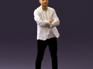 man in white jacket black pants converse 0532 3D 模型