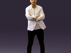 man in white jacket black pants converse 0532 3D 模型