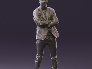 man in white jacket black pants converse 0532 3D 模型