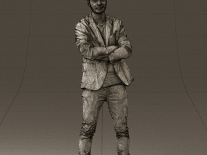 man in white jacket black pants converse 0532 3D 模型