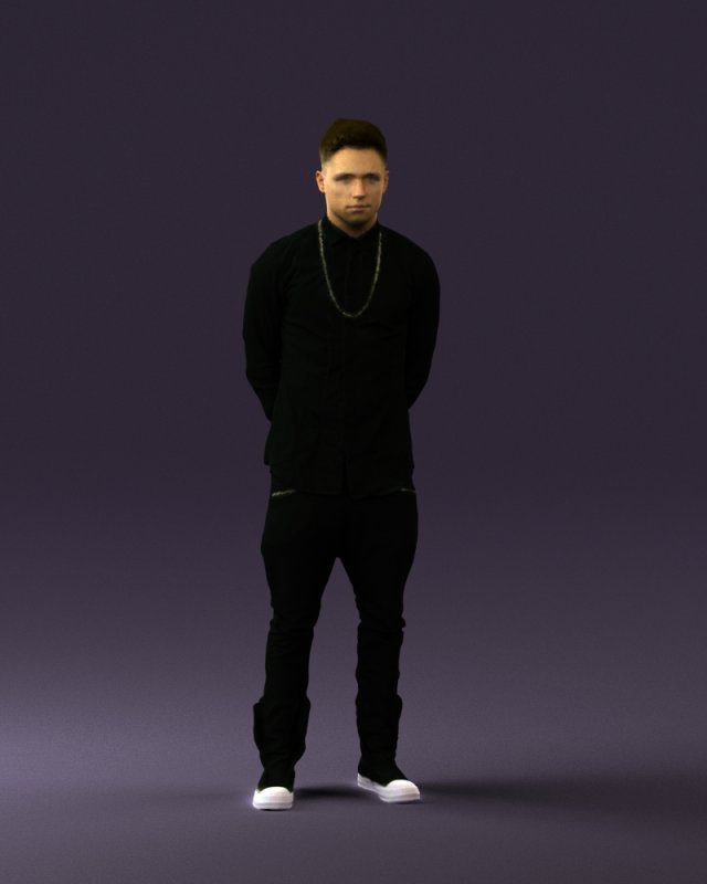man in black golden chain 0530 3D Model .c4d .max .obj .3ds .fbx .stl .blend 